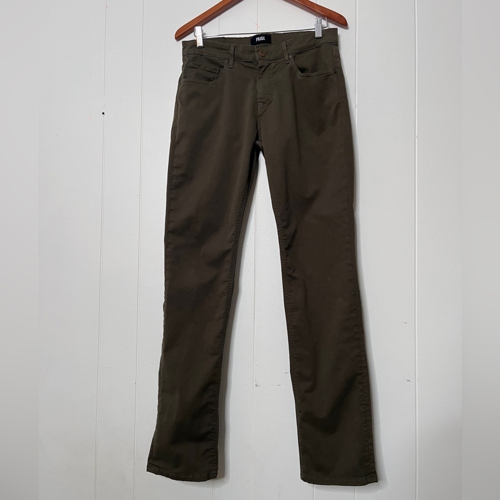 Paige Normandie Straight Fit Pants Olive Green Men's 30